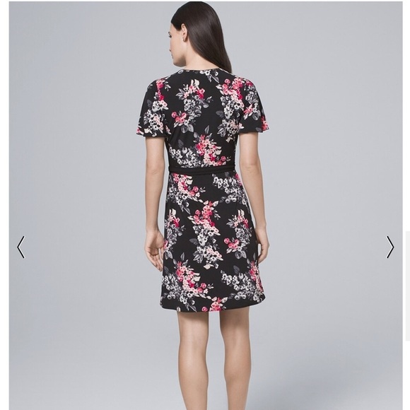 White House Black Market Reversable Floral/Geo Print Faux Wrap Dress Size 2 - Picture 3 of 8